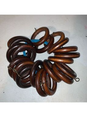 Unbranded Brown Wood Curtain Rings One Size